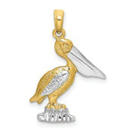 Load image into Gallery viewer, 14K Two-tone Gold 2-D Standing Pelican Charm Pendant