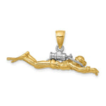 Load image into Gallery viewer, 14K Two-tone Gold 3-D Male Scuba Diver Charm Pendant