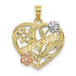 Load image into Gallery viewer, 14K Two-tone Yellow & Rose Gold With #1 MOM Heart With Flower Charm Pendant