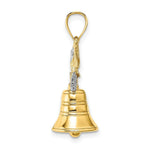 Load image into Gallery viewer, 14K Two-tone Gold 3-D Moveable Liberty Bell With Crack & Eagle Top Charm Pendant