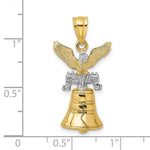 Load image into Gallery viewer, 14K Two-tone Gold 3-D Moveable Liberty Bell With Crack & Eagle Top Charm Pendant