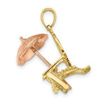 Load image into Gallery viewer, 14K Rose And Yellow Gold 3-D Beach Chair With Umbrella Charm Pendant