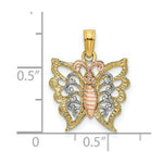 Load image into Gallery viewer, 14K Tri-Color Gold BUTTERFLY Cut-Out Charm Pendant