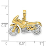 Load image into Gallery viewer, 14K Two-tone Gold 3-D Moveable Motorcycle Charm Pendant