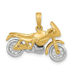 Load image into Gallery viewer, 14K Two-tone Gold 3-D Moveable Motorcycle Charm Pendant