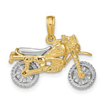 Load image into Gallery viewer, 14K Two-tone Gold 3-D Dirt Bike Motorcycle Charm Pendant