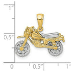 Load image into Gallery viewer, 14K Two-tone Gold 3-D Dirt Bike Motorcycle Charm Pendant
