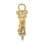 Load image into Gallery viewer, 14K Two-tone Gold 3-D Moveable Motorcycle Charm Pendant