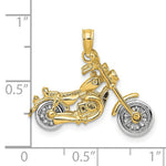 Load image into Gallery viewer, 14K Two-tone Gold 3-D Moveable Motorcycle Charm Pendant