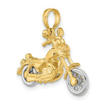 Load image into Gallery viewer, 14K Two-tone Gold 3-D Moveable Motorcycle Charm Pendant