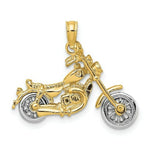 Load image into Gallery viewer, 14K Two-tone Gold 3-D Moveable Motorcycle Charm Pendant