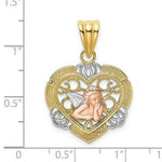 Load image into Gallery viewer, 14K Tri-Color Gold Angel In Heart Charm Pendant