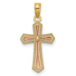 Load image into Gallery viewer, 14K Two-tone Yellow & Rose Gold With Beaded Trim Cross Charm Pendant