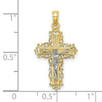 Load image into Gallery viewer, 14K Two-tone Gold Textured With Lace Trim Crucifix Charm Pendant