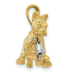 Load image into Gallery viewer, 14K Two-tone Gold Dangling Bell Cat Charm Pendant