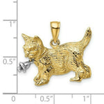 Load image into Gallery viewer, 14K Two-tone Gold Dangling Bell Cat Charm Pendant