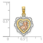 Load image into Gallery viewer, 14K Tri-Color Gold Small Angel In Heart Charm Pendant