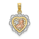 Load image into Gallery viewer, 14K Tri-Color Gold Small Angel In Heart Charm Pendant