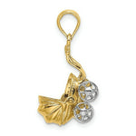 Load image into Gallery viewer, 14K Two-tone Gold 3-D Baby Stroller With Moveable Wheels Charm Pendant