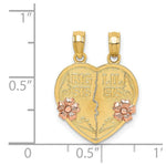 Load image into Gallery viewer, 14K Two-Tone Gold BIG SIS-LIL Breakable Heart Charm Pendant