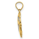 Load image into Gallery viewer, 14K Yellow Gold with White Rhodium with 2-D Heart With Beaded Center Charm Pendant