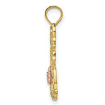 Load image into Gallery viewer, 14K Two-Tone Gold Sitting Cat With Bow & Flower Charm Pendant