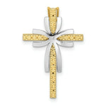 Load image into Gallery viewer, 14K Two-tone Gold 2-D Polished Texutred Cross Charm Pendant