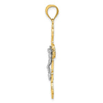 Load image into Gallery viewer, 14K Two-tone Gold Crucifix Scrolled Tips Charm Pendant