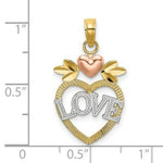 Load image into Gallery viewer, 14K Tri-Color Gold White Love Inside Heart With Pink Heart Charm Pendant