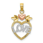 Load image into Gallery viewer, 14K Tri-Color Gold White Love Inside Heart With Pink Heart Charm Pendant