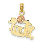 Load image into Gallery viewer, 14K Two-Tone Gold Textured Scroll With Flower Mom Charm Pendant