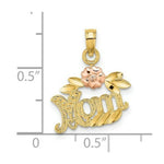 Load image into Gallery viewer, 14K Two-Tone Gold Textured Scroll With Flower Mom Charm Pendant