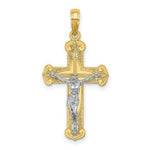 Load image into Gallery viewer, 14K Two-tone Gold Engraved Crucifix Charm Pendant