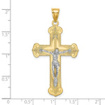 Load image into Gallery viewer, 14K Two-tone Gold Engraved Crucifix Charm Pendant