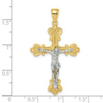 Load image into Gallery viewer, 14K Two-tone Gold Engraved Crucifix Charm Pendant