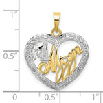 Load image into Gallery viewer, 14K Yellow Gold with White Rhodium Bead Trim #1 MOM In Heart Charm Pendant