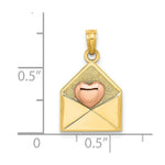 Load image into Gallery viewer, 14K Rose And Yellow Gold 3-D XOXO Envelope Heart Charm Pendant