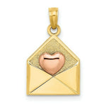 Load image into Gallery viewer, 14K Rose And Yellow Gold 3-D XOXO Envelope Heart Charm Pendant