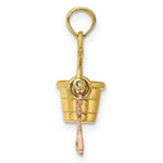 Load image into Gallery viewer, 14K Rose And Yellow Gold 3-D Beach Bucket & Shovel Charm Pendant