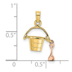 Load image into Gallery viewer, 14K Rose And Yellow Gold 3-D Beach Bucket & Shovel Charm Pendant