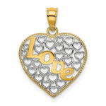 Load image into Gallery viewer, 14k Yellow Gold and White Rhodium Heart With Love Charm Pendant
