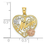 Load image into Gallery viewer, 14K Two-tone Yellow & Rose Gold With #1 MOM Heart Charm Pendant