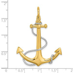 Load image into Gallery viewer, 14K Two-tone Gold 3-D Large Anchor With Rope & Shackle Bail Charm Pendant