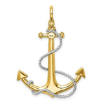 Load image into Gallery viewer, 14K Two-tone Gold 3-D Large Anchor With Rope & Shackle Bail Charm Pendant