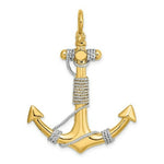 Load image into Gallery viewer, 14K Two-tone Gold 3-D Large Anchor With White Wrapped Rope Charm Pendant