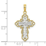 Load image into Gallery viewer, 14K Yellow Gold with White Rhodium with Lace Trim Cross Charm Pendant