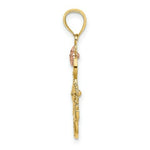 Load image into Gallery viewer, 14K Tri-Color Gold I Love YOU SCRIPT With Two Flowers Charm Pendant