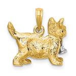 Load image into Gallery viewer, 14K Two-tone Gold 3-D Cat Dangling Bell Charm Pendant