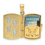 Load image into Gallery viewer, 14K Yellow Gold with White Rhodium 3-D Footprints The Sand Book With Prayer Inside Charm Pendant
