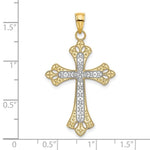 Load image into Gallery viewer, 14K Yellow Gold with White Rhodium Scalloped Edges Cross Charm Pendant